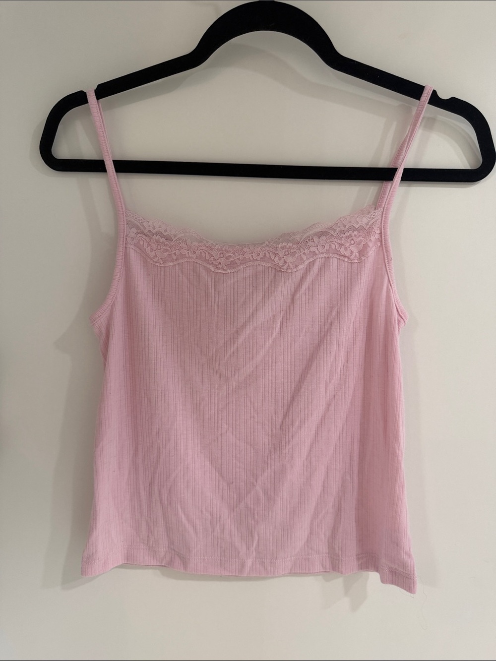 Auden Light Pink Lace-Trim Ribbed Cami